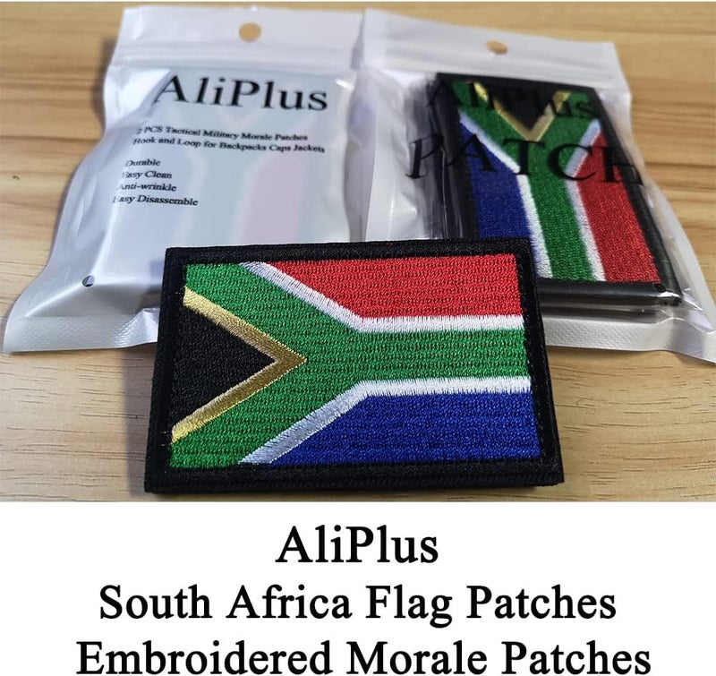AliPlus 2 PCS South Africa Flag Patches Embroidered Tactical Military Morale Patch Applique Fastener Hook and Loop - Image 2